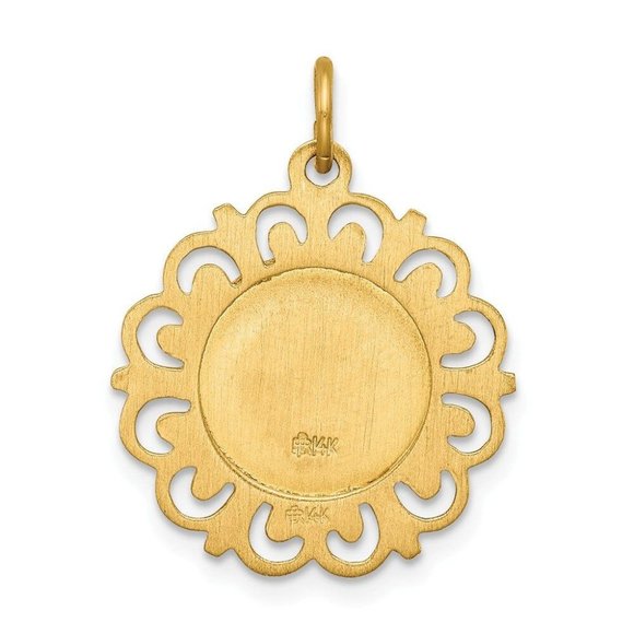 14k Yellow Gold Our Lady of Fatima Medal Pendant - Picture 3 of 3